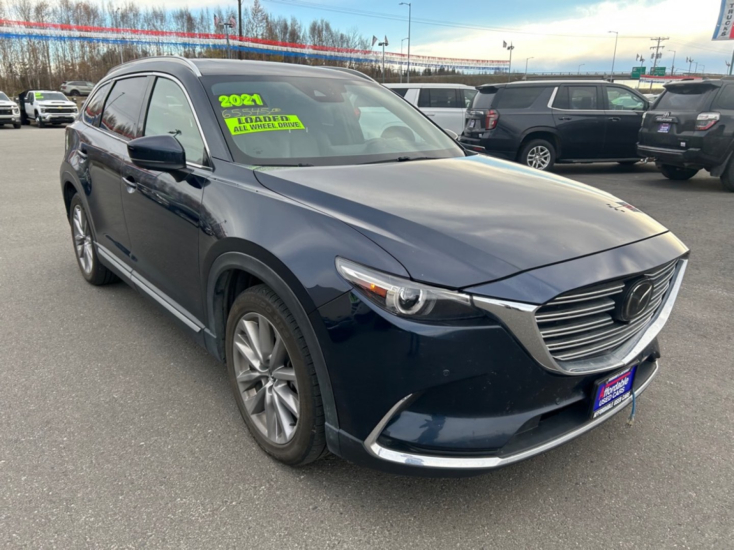 2021 BLUE MAZDA CX-9 GRAND TOURING (JM3TCBDY1M0) with an 2.5L engine, Automatic transmission, located at 2525 S. Cushman, Fairbanks, AK, 99701, (907) 452-5707, 64.824036, -147.712311- Photo#1
